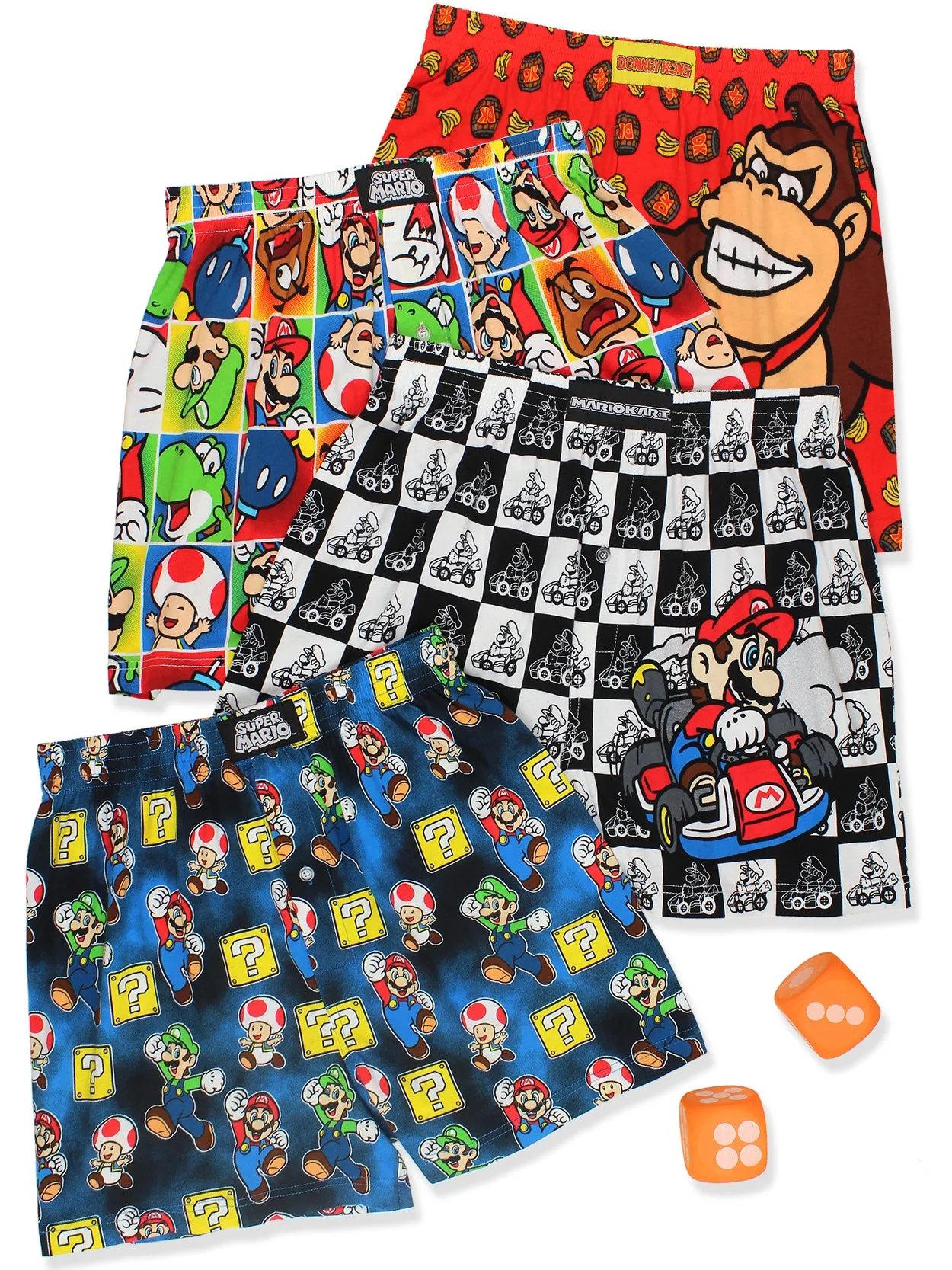 Super Mario Brothers Luigi Toad Button Fly Boxer Shorts