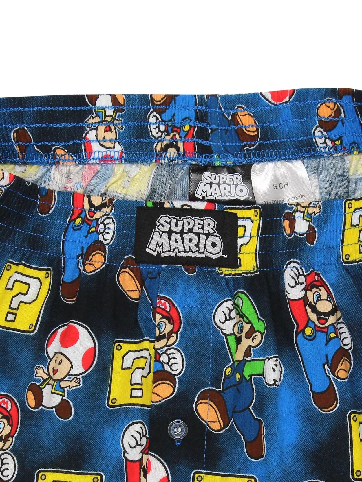 Super Mario Brothers Luigi Toad Button Fly Boxer Shorts