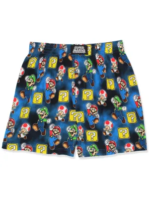 Super Mario Brothers Luigi Toad Button Fly Boxer Shorts
