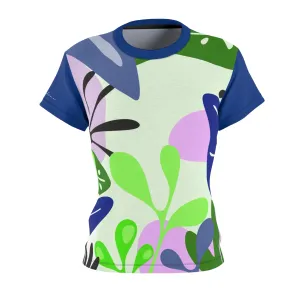 T-Shirt, Blue Light Green Foliage