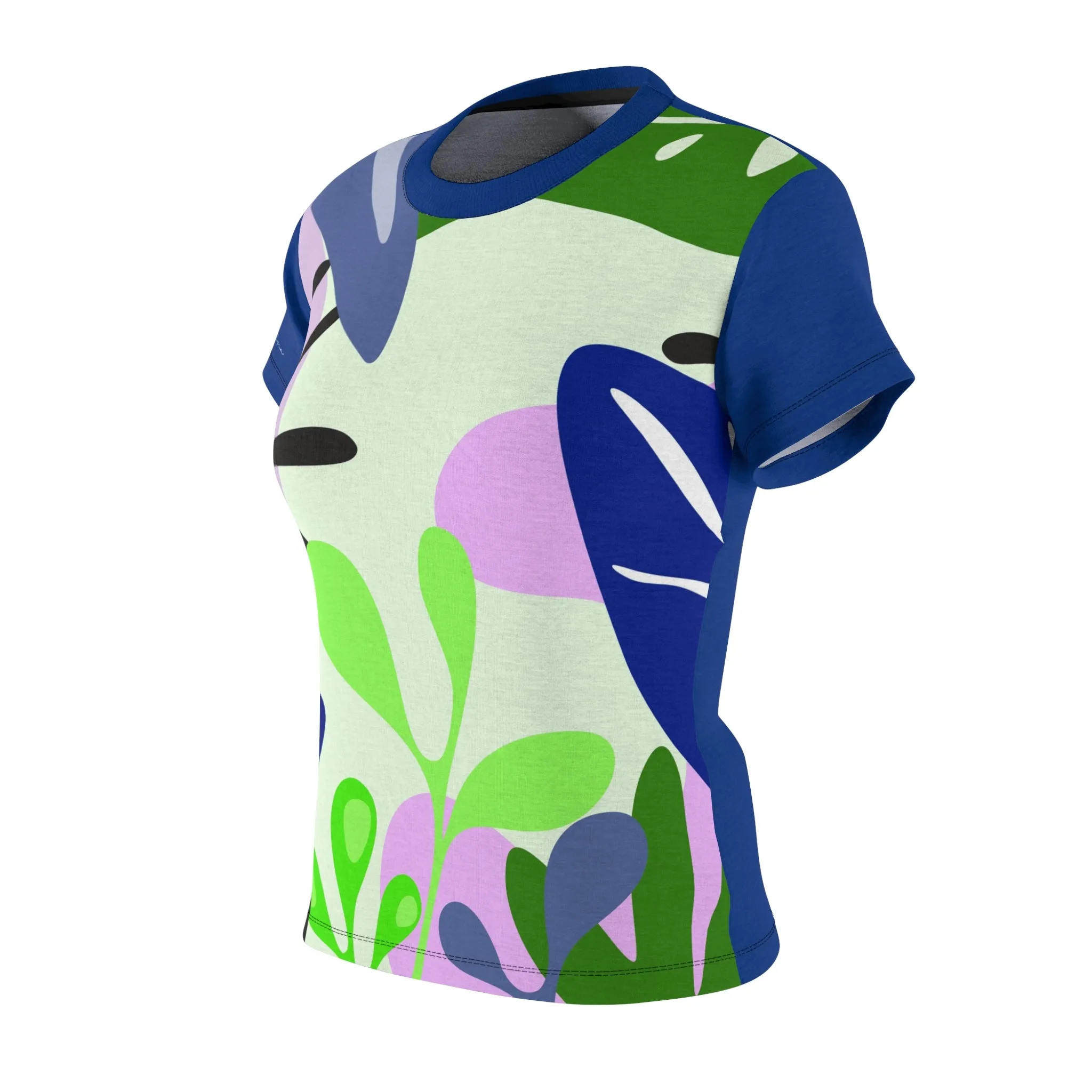 T-Shirt, Blue Light Green Foliage