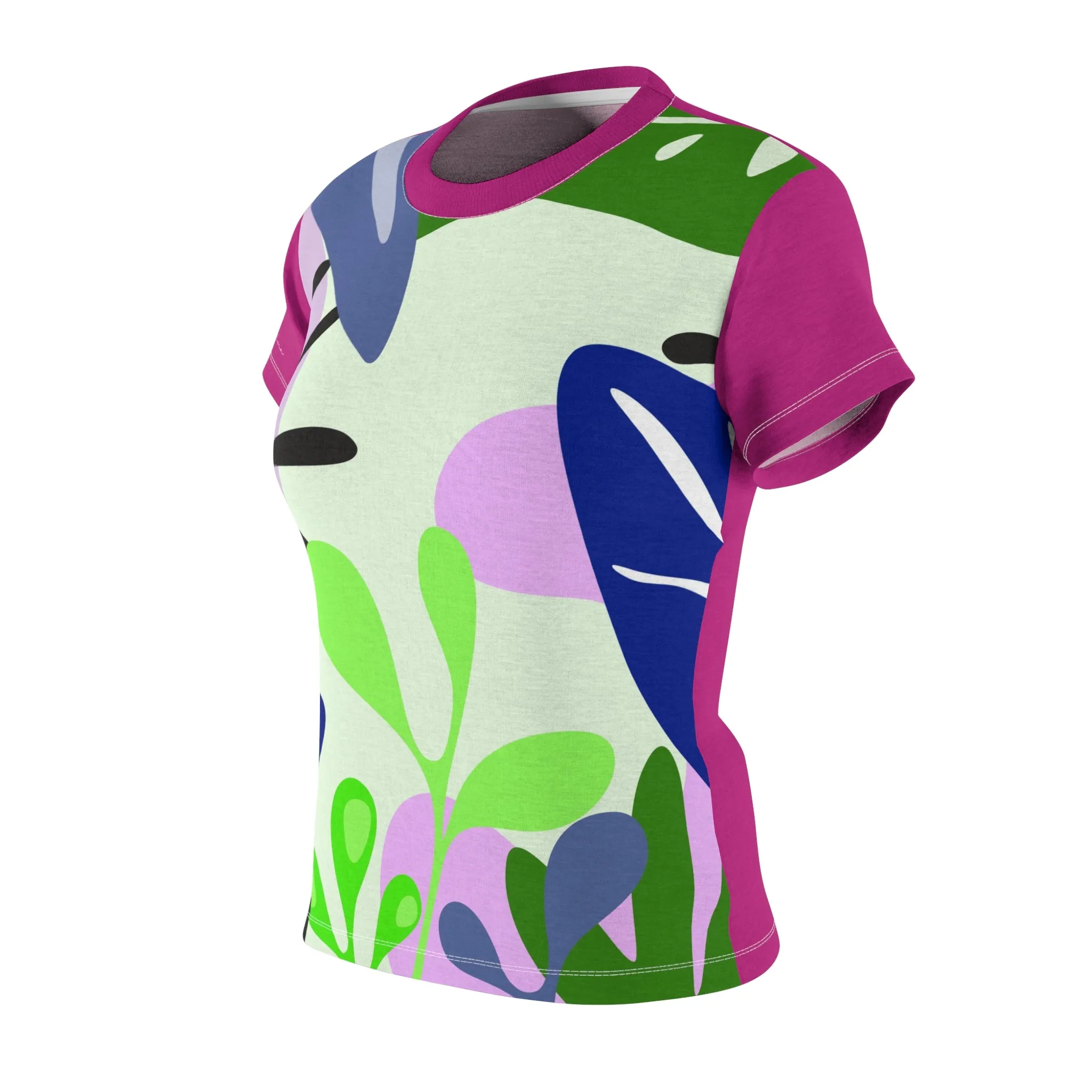 T-Shirt, Pink Light Green Foliage