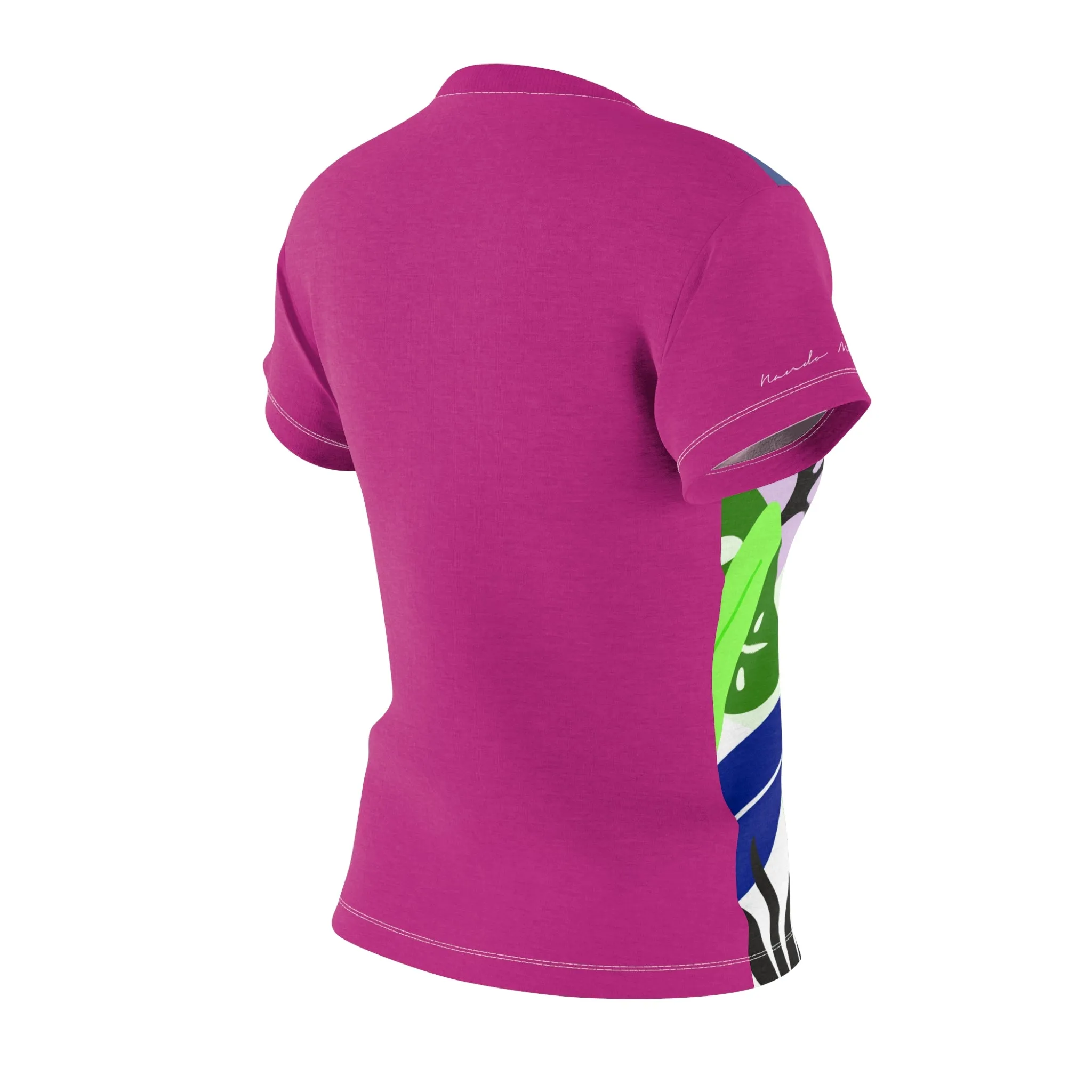 T-Shirt, Pink Light Green Foliage
