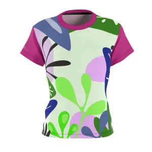 T-Shirt, Pink Light Green Foliage