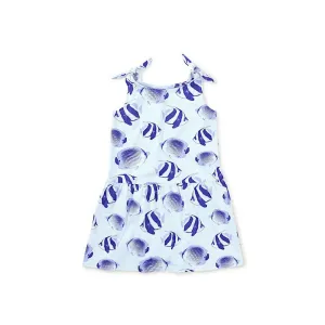 Tea Angelfish Tie Drop Hem Dress