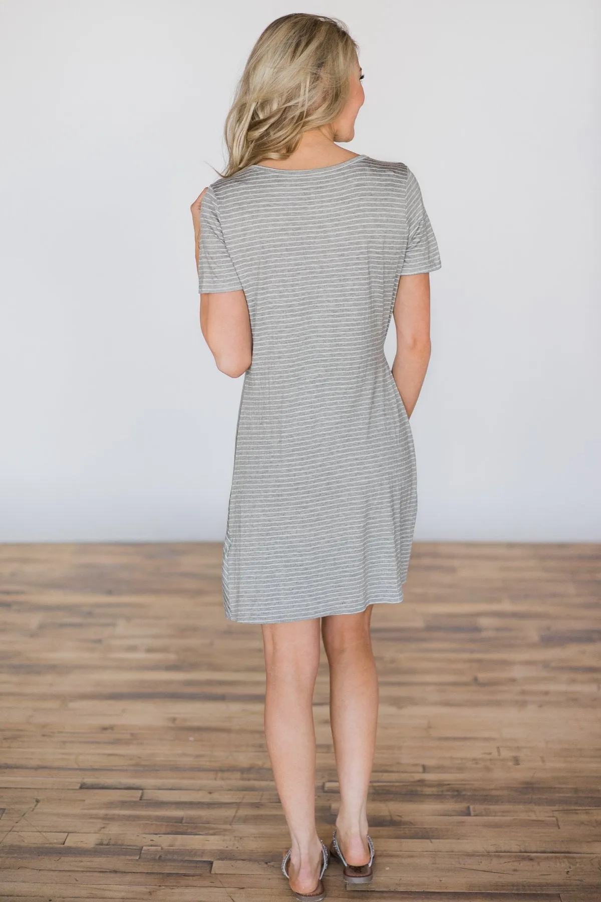 Tell Me Again Grey Striped Dress