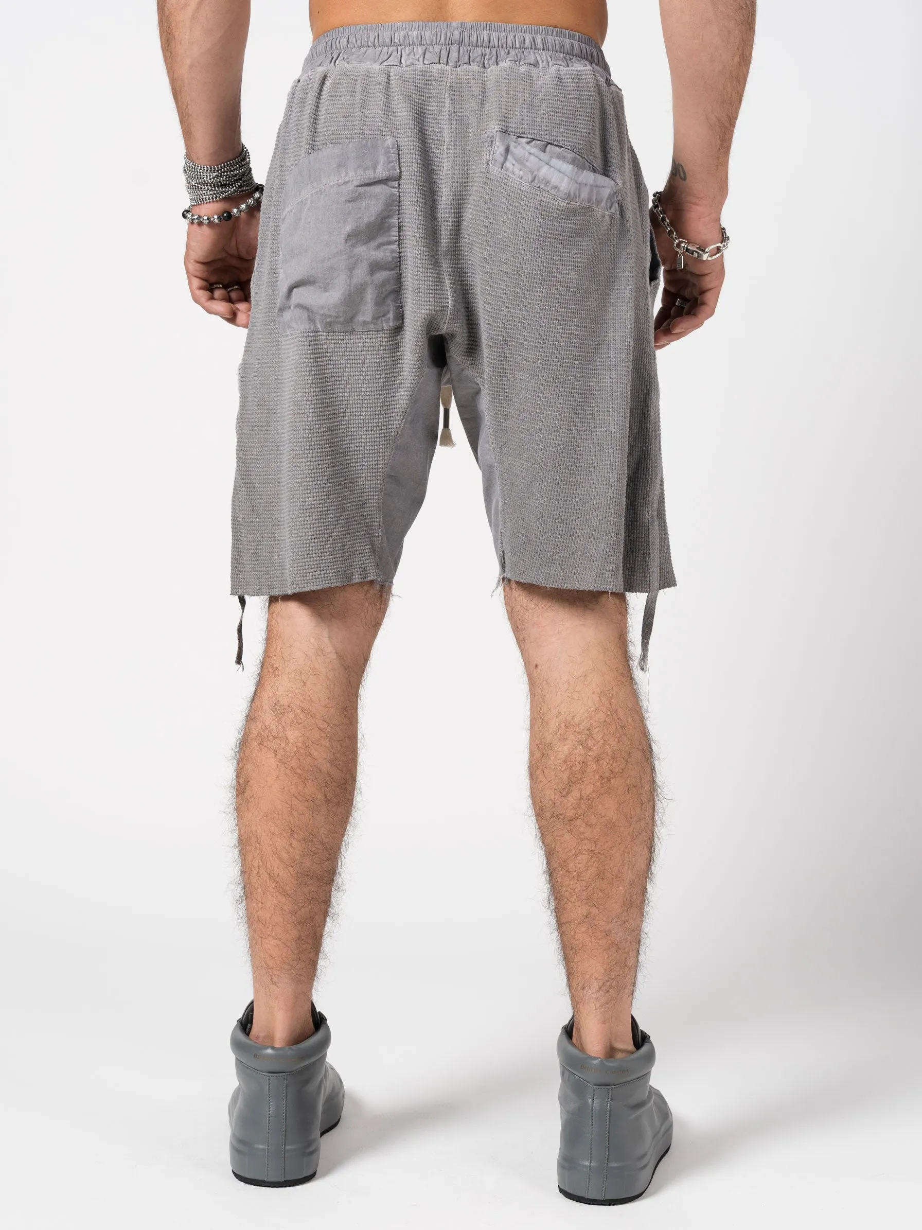 Textured Drop-Crotch Shorts