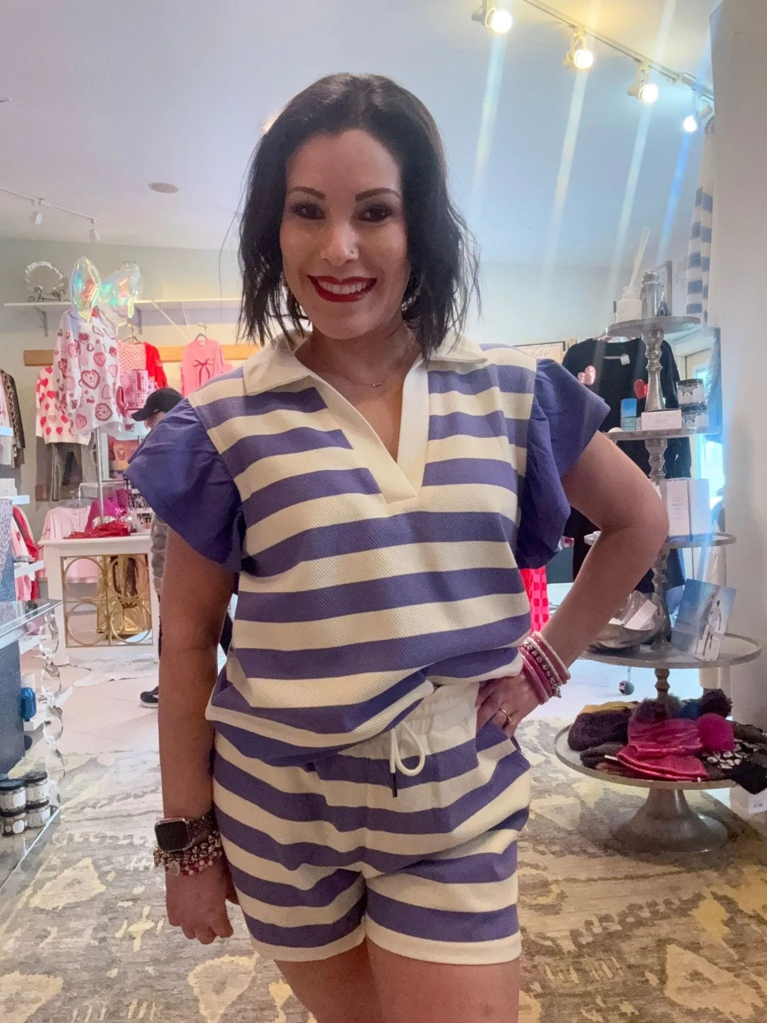 The Breezy Stripe Shorts - Lavender