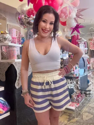 The Breezy Stripe Shorts - Lavender