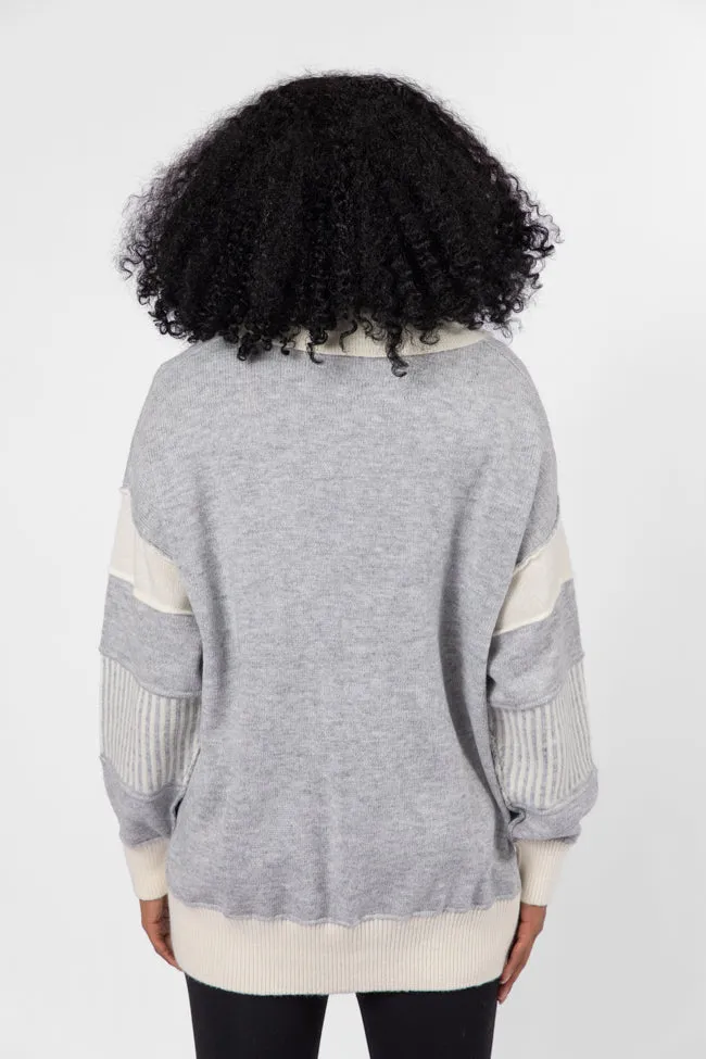 Think About It Heather Grey Collared Oversized Sweater FINAL SALE