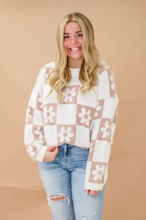 This is Destiny Floral Block Print Sweater