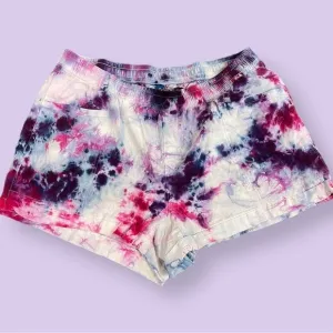 Tie dye 2XL shorts linen rayon pockets pink purple galaxy marble plus