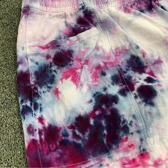 Tie dye 2XL shorts linen rayon pockets pink purple galaxy marble plus