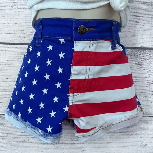Tipsy Elves Patriotic American Flag Spliced Jean Shorts 💗