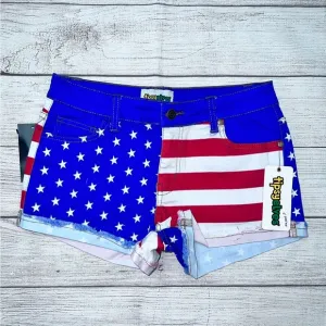Tipsy Elves Patriotic American Flag Spliced Jean Shorts 💗