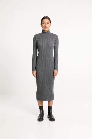 TURTLE NECK DRESS - ASH