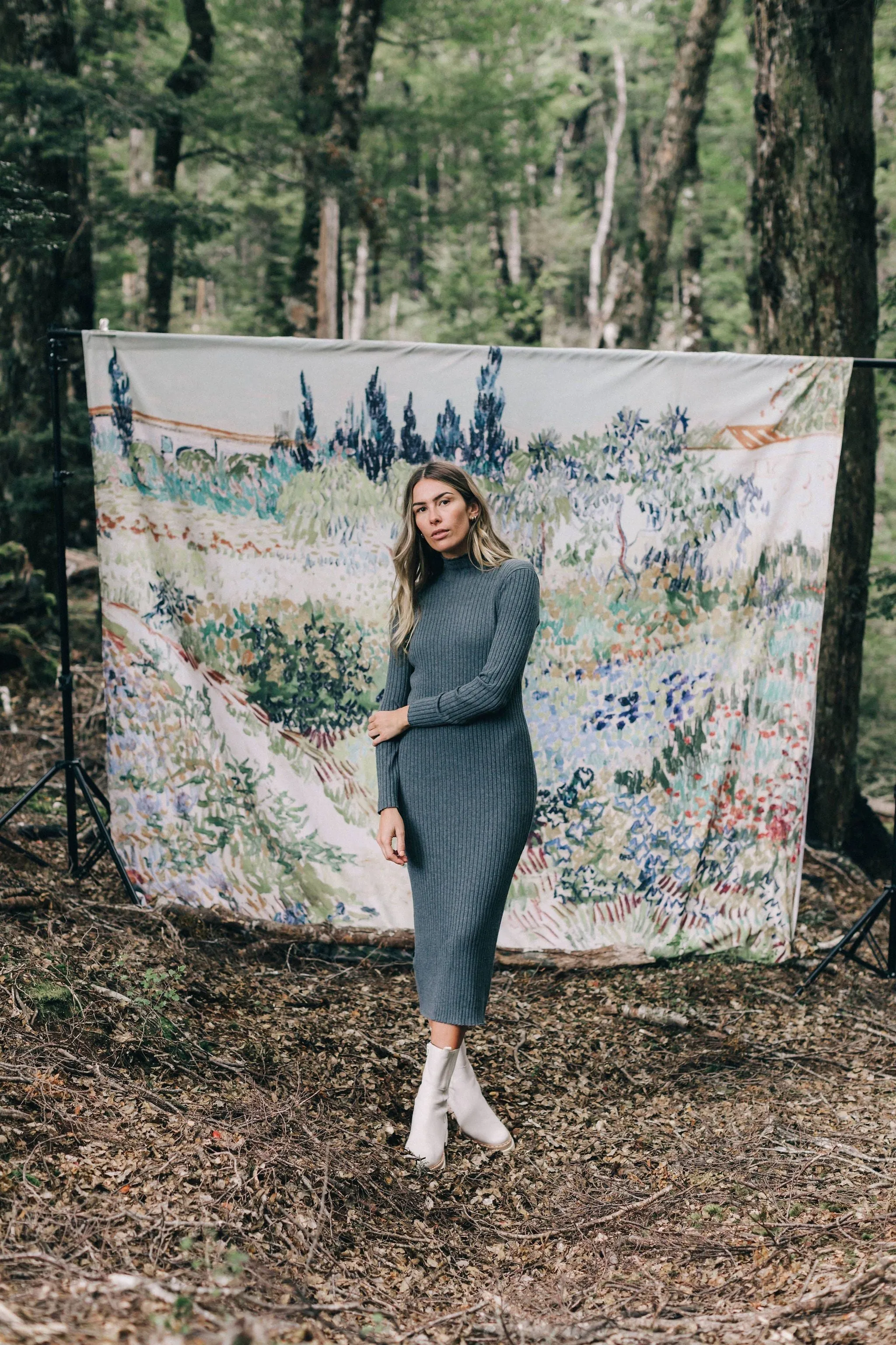 TURTLE NECK DRESS - ASH