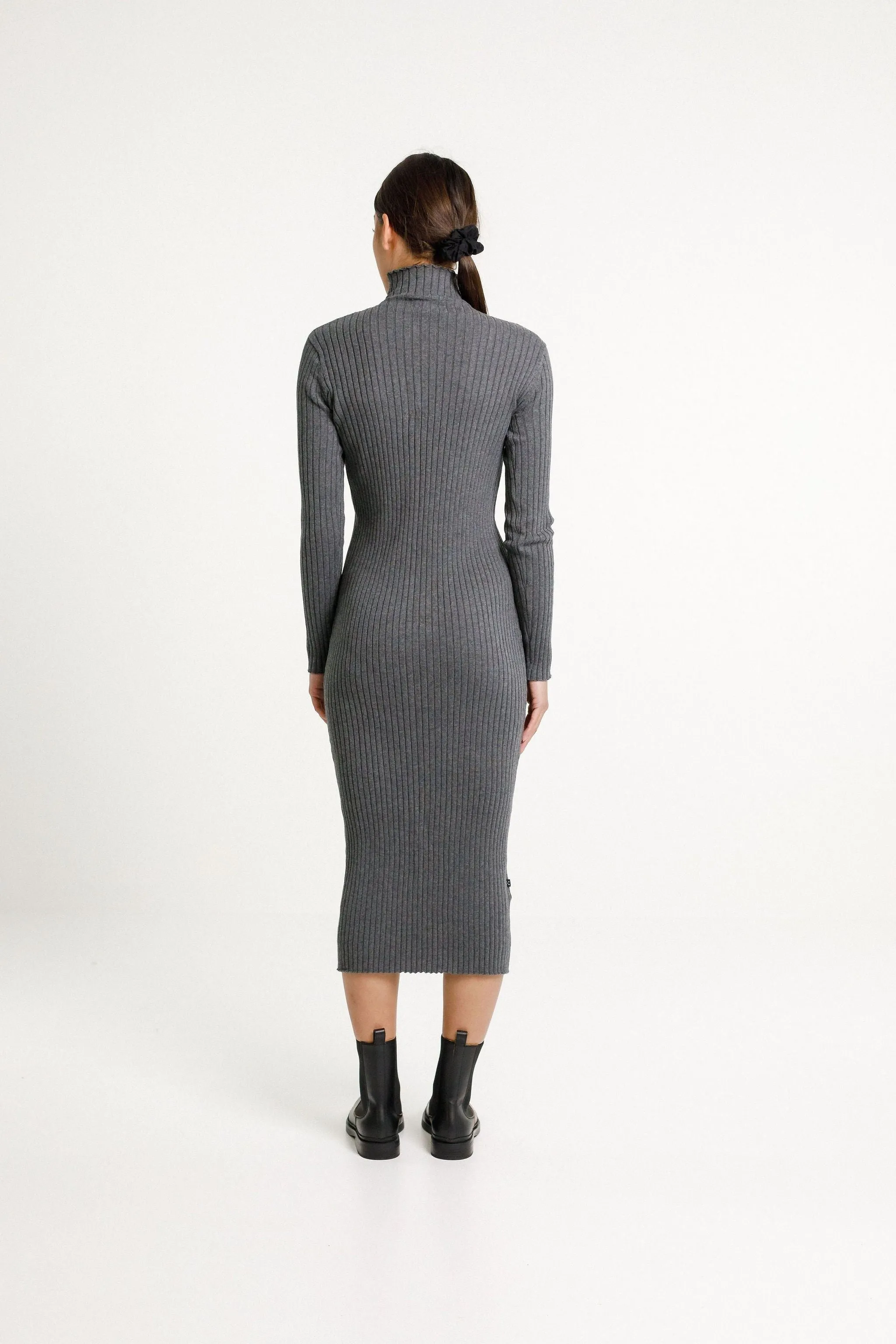 TURTLE NECK DRESS - ASH