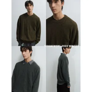 Two-Tone Knit Crew Sweater