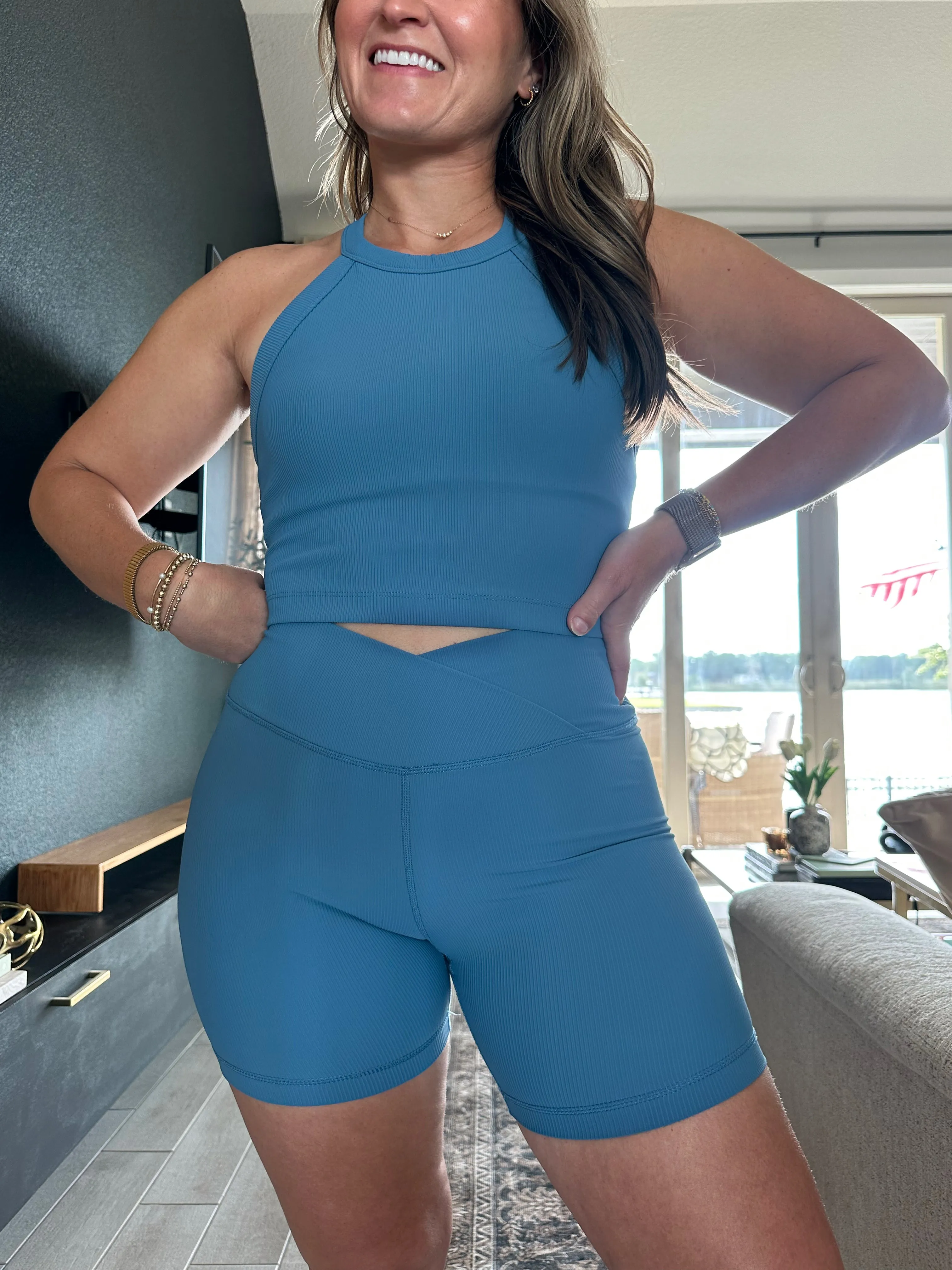 Utility Blue Biker Shorts
