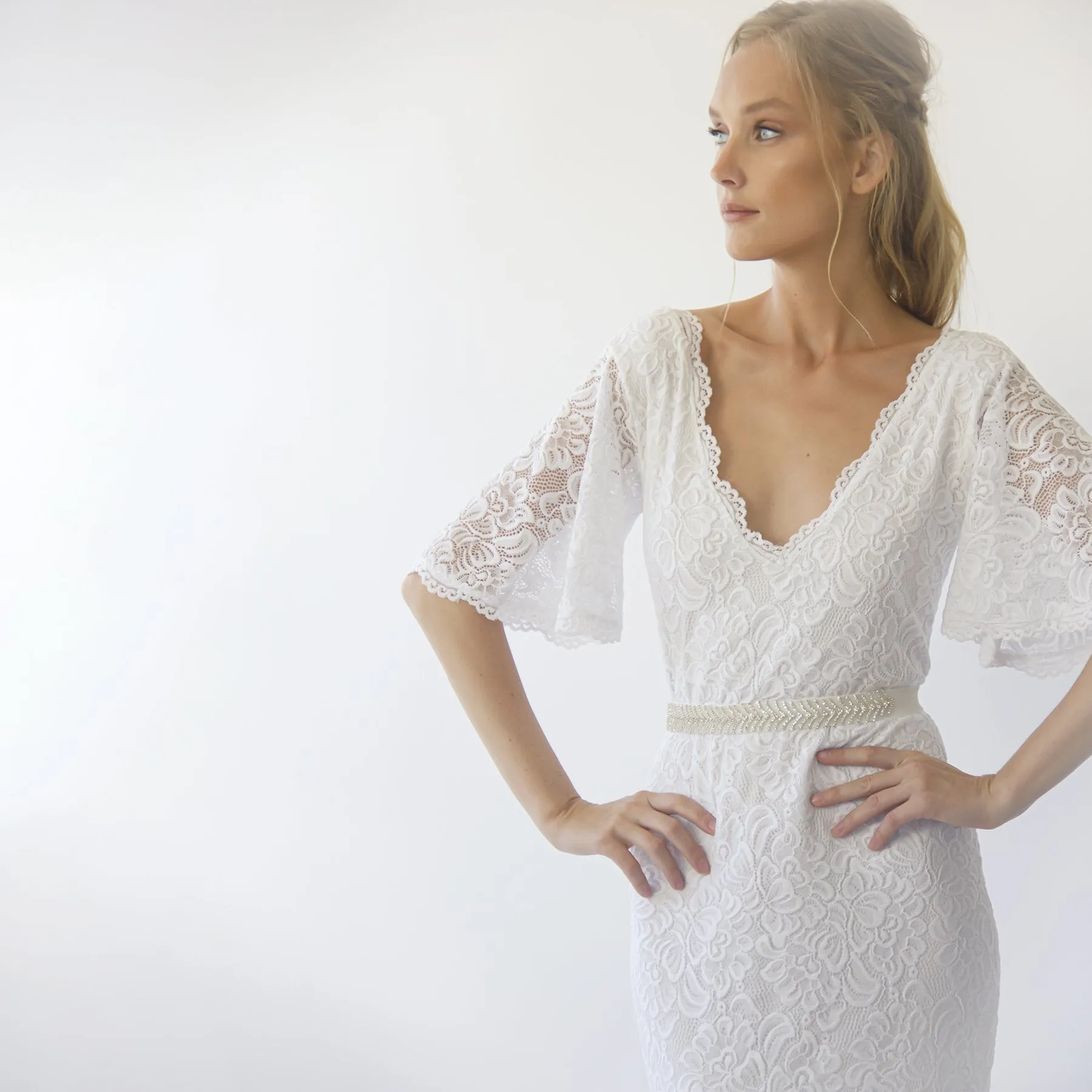 V neckline Sheath dress #1295