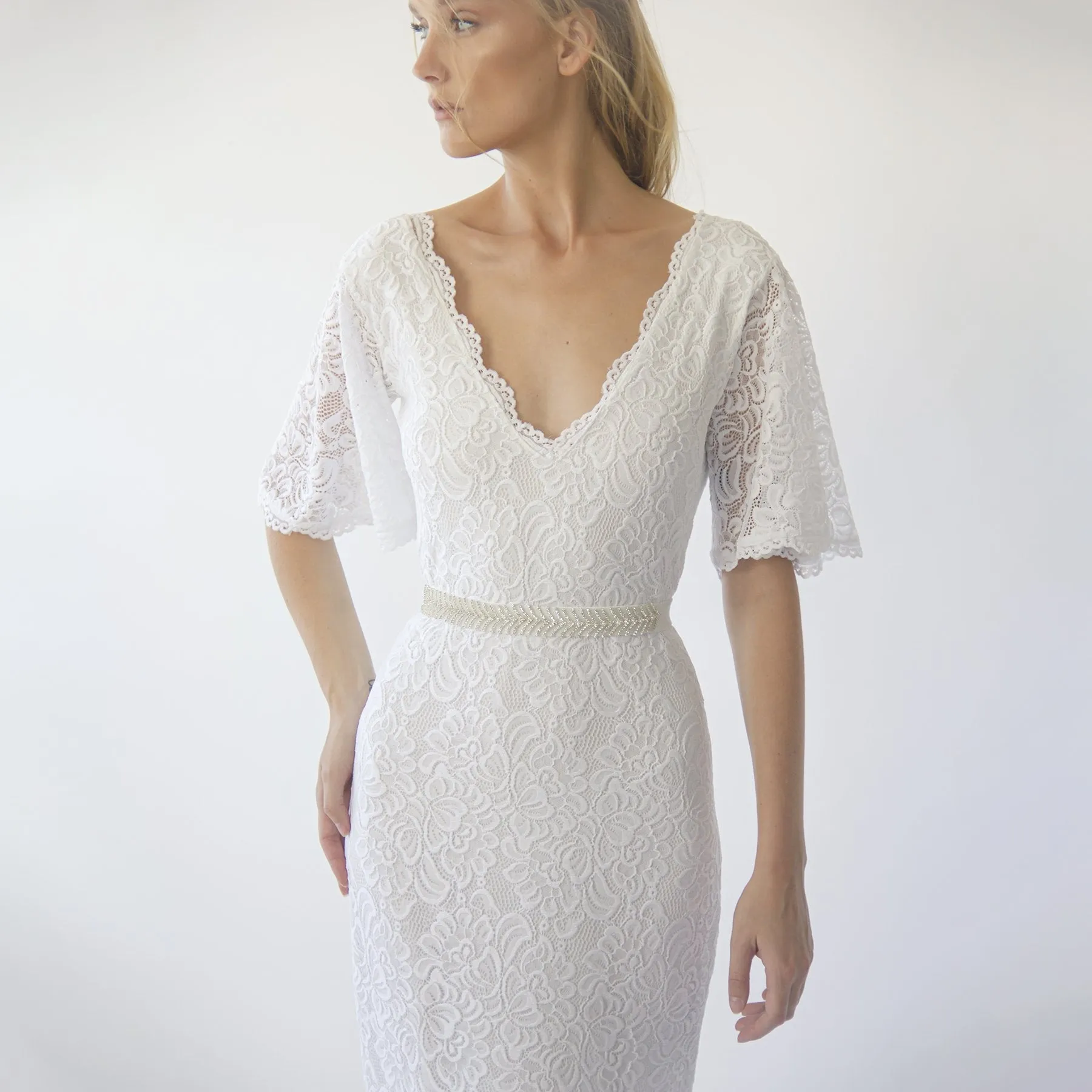 V neckline Sheath dress #1295