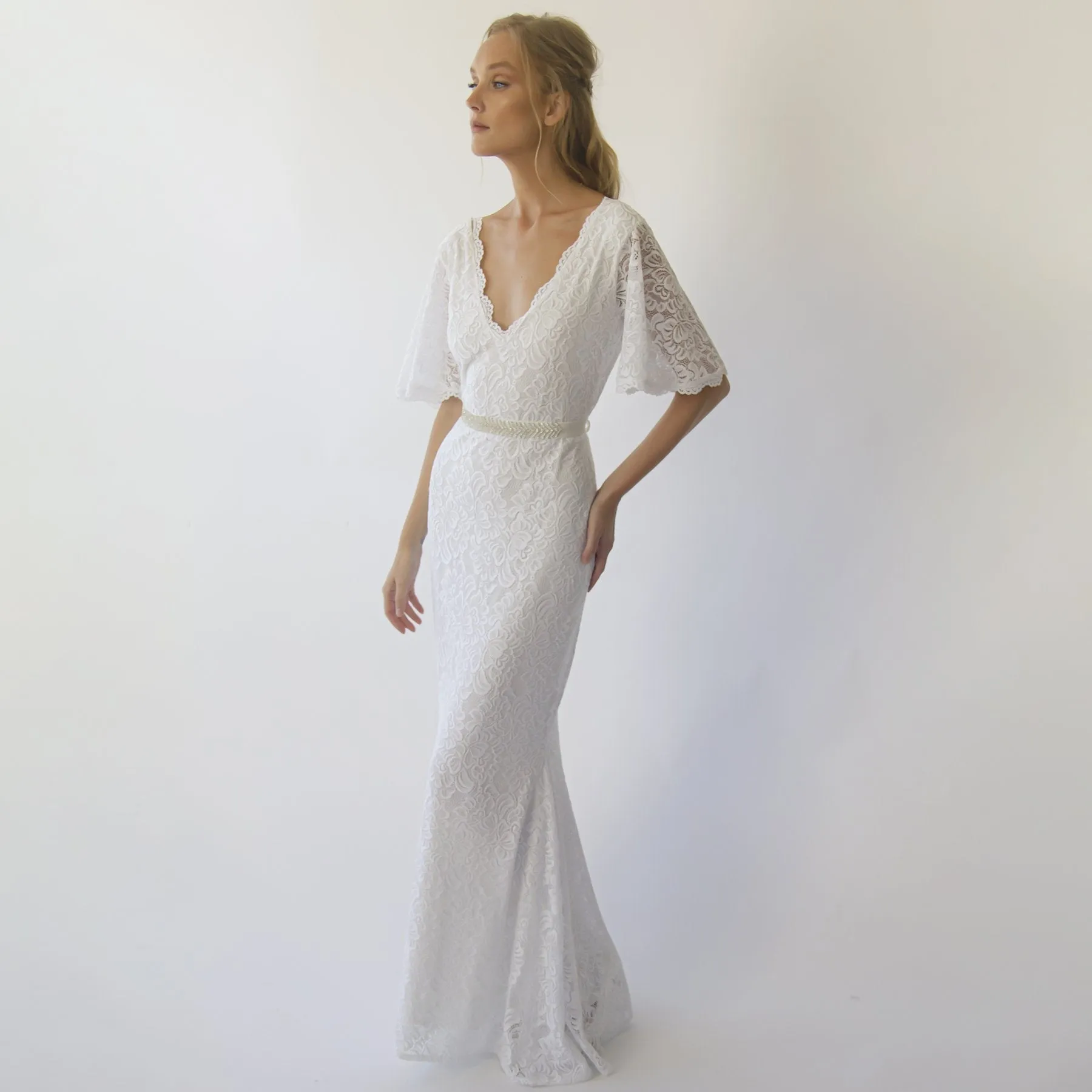 V neckline Sheath dress #1295