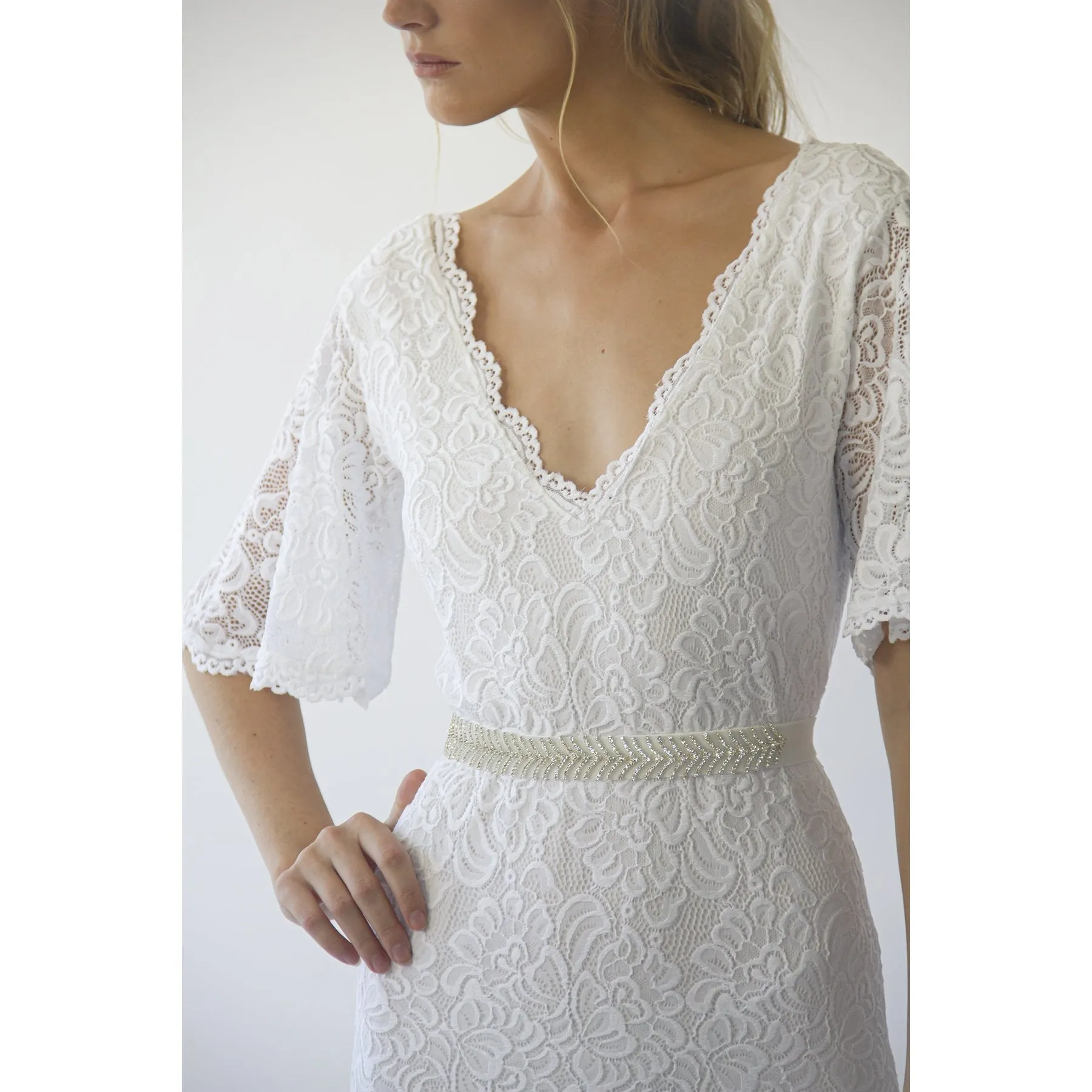 V neckline Sheath dress #1295