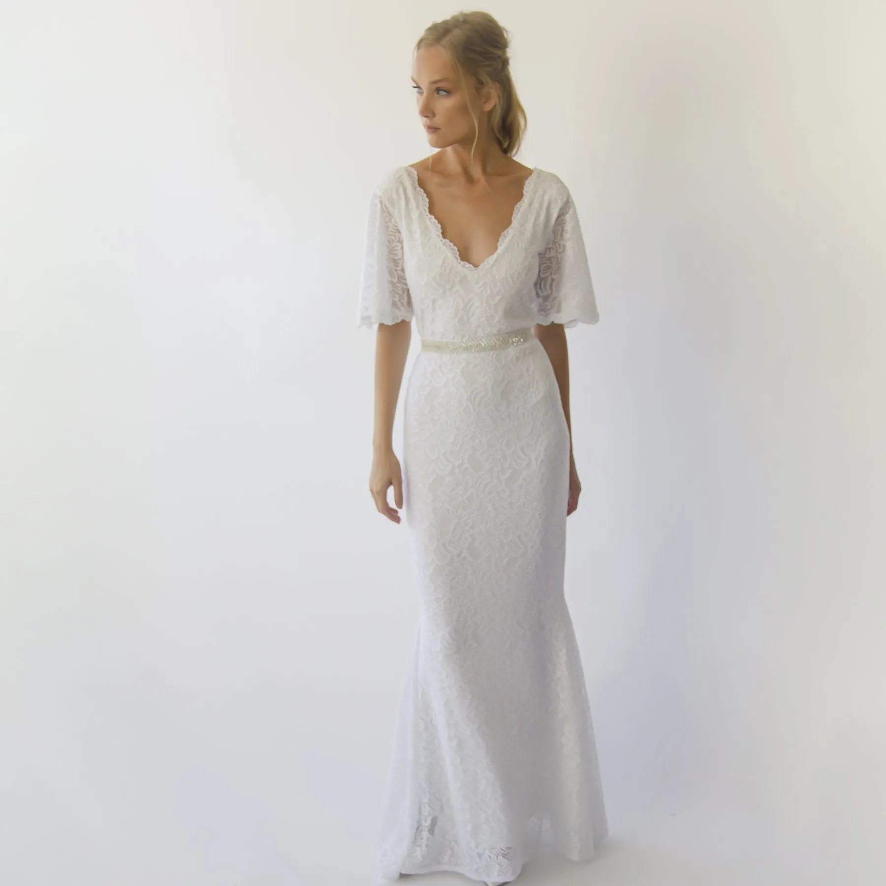 V neckline Sheath dress #1295