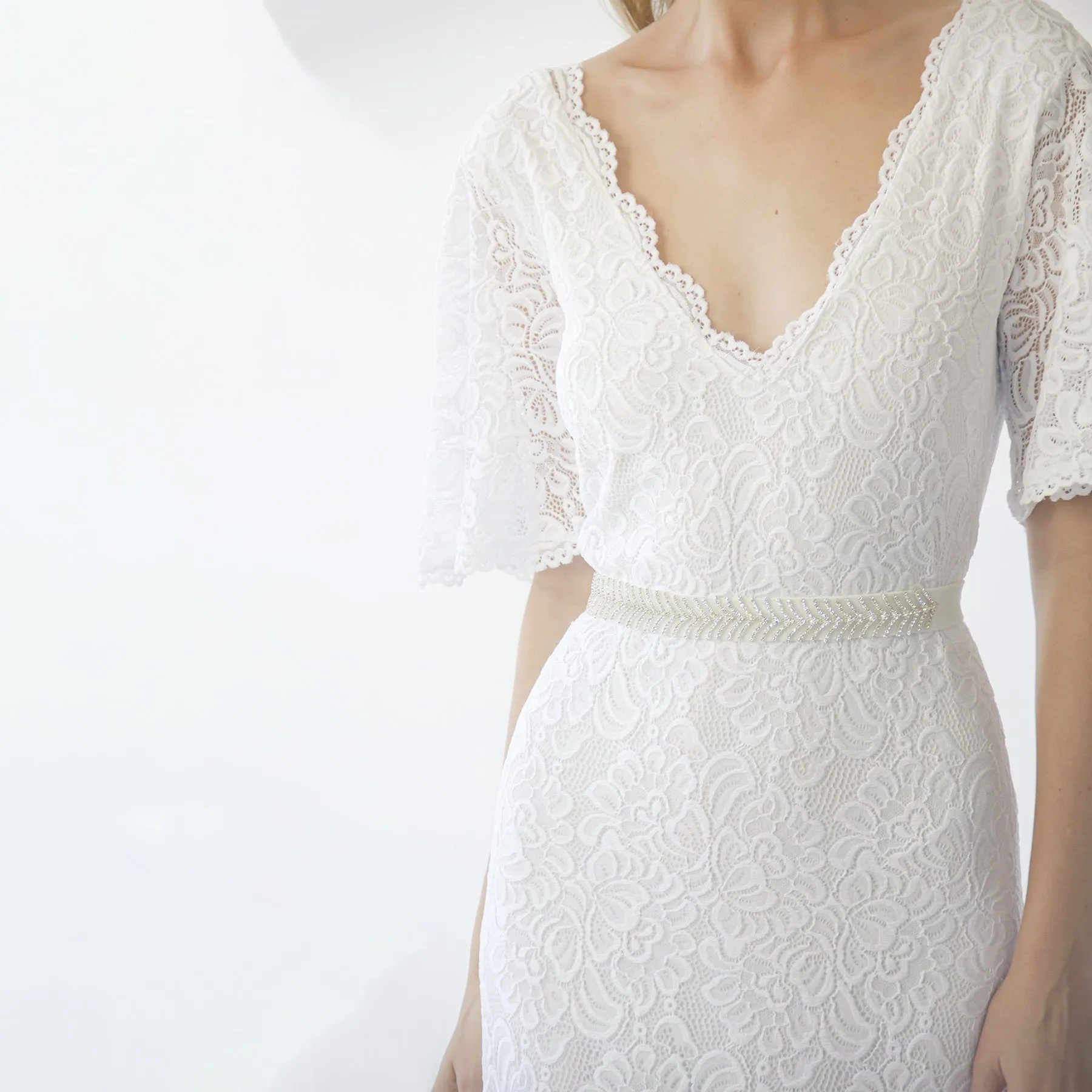 V neckline Sheath dress #1295