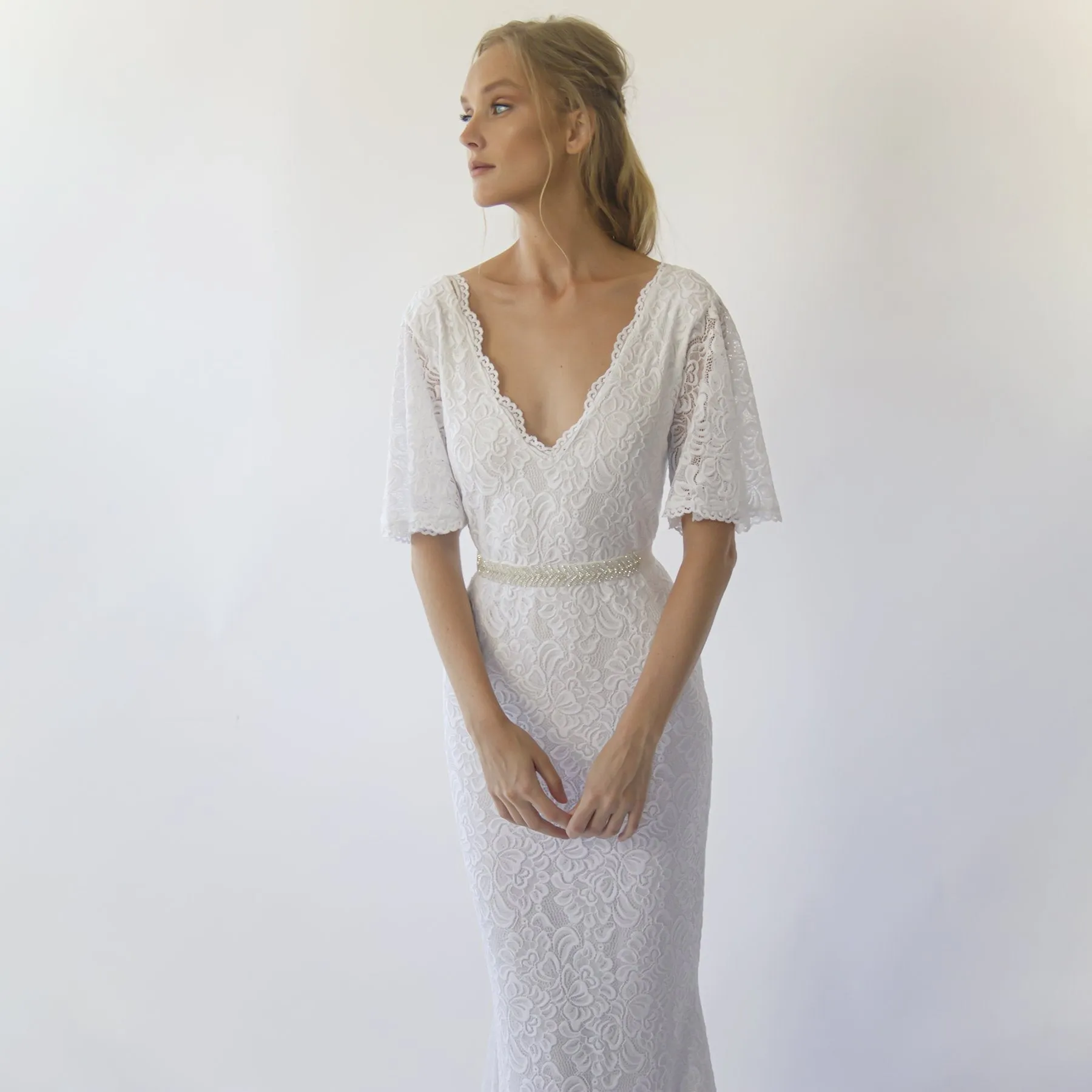 V neckline Sheath dress #1295