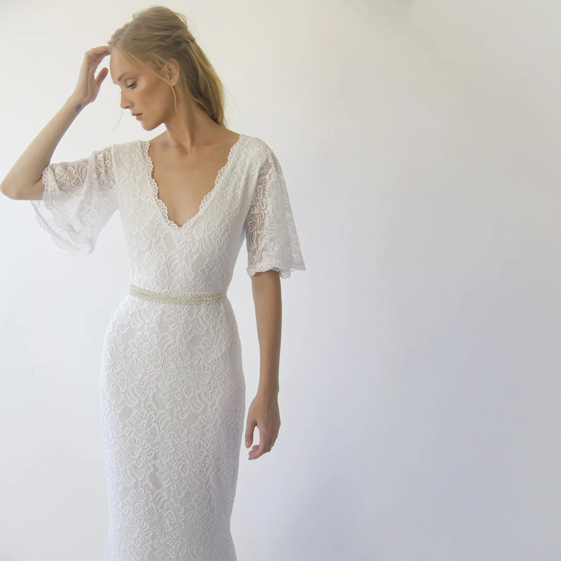 V neckline Sheath dress #1295