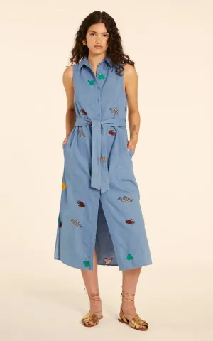 Vestido Denim Con Bordado