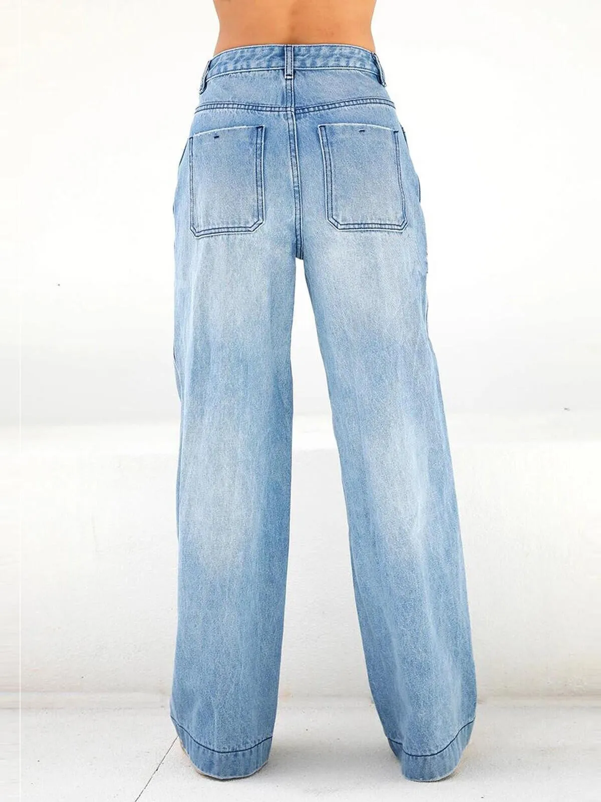 Vintage Blaue Vielseitige Boyfriend Jeans mit Wasch Effekt