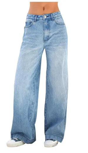 Vintage Blaue Vielseitige Boyfriend Jeans mit Wasch Effekt