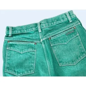 Vintage GLORIA VANDERBILT For Murjani 70s / 80s Green High Waist Jeans Size 24