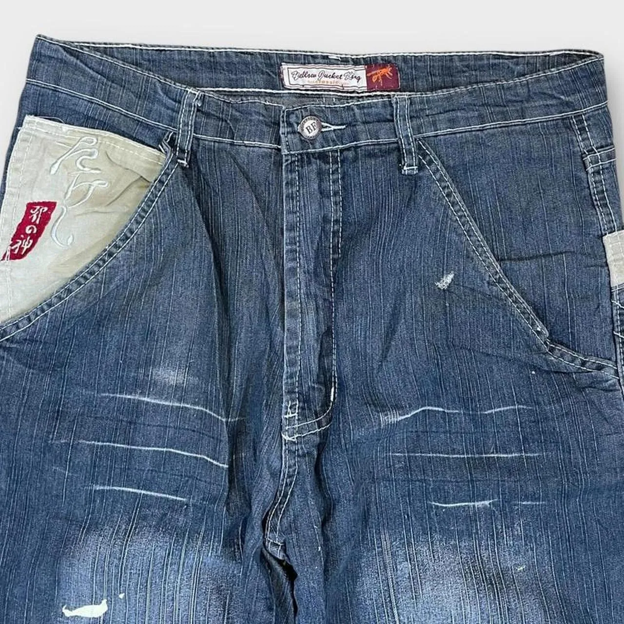 Vintage Japanese Denim Embroidered Straight Fit Jeans