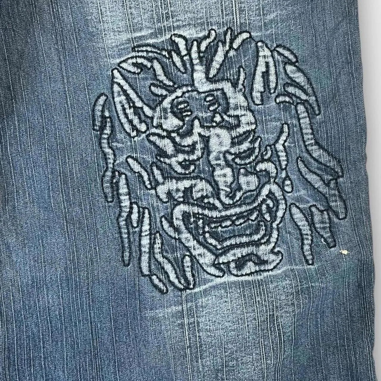 Vintage Japanese Denim Embroidered Straight Fit Jeans
