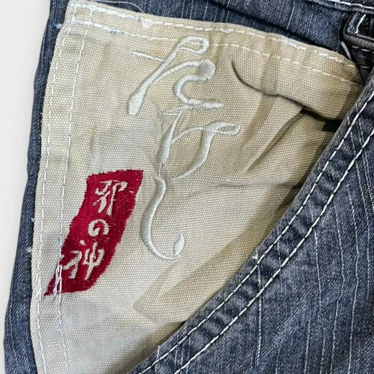 Vintage Japanese Denim Embroidered Straight Fit Jeans