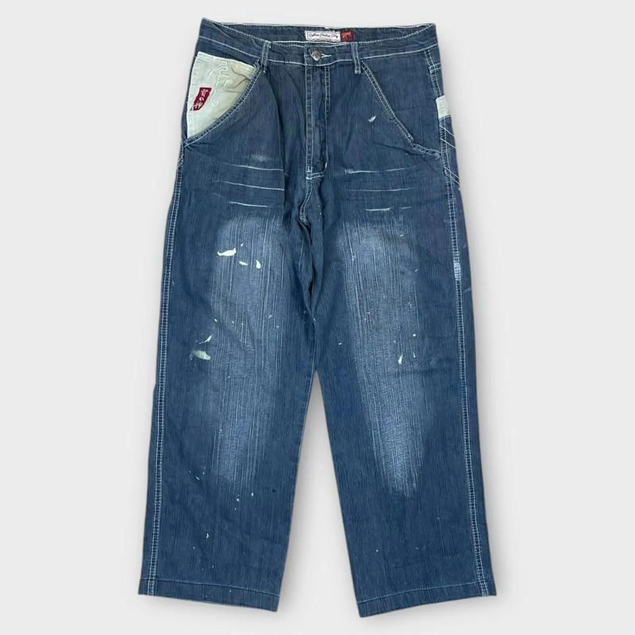 Vintage Japanese Denim Embroidered Straight Fit Jeans