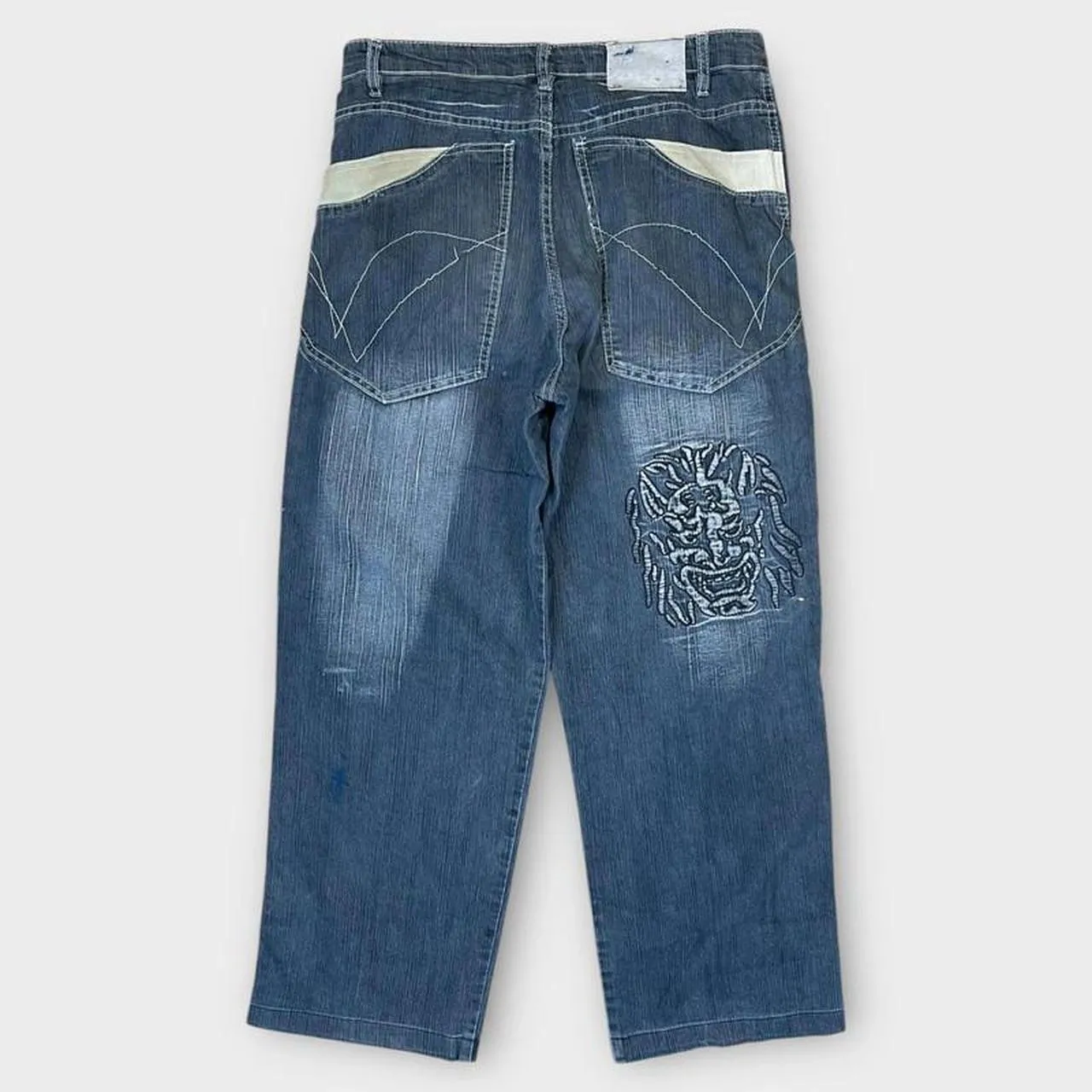 Vintage Japanese Denim Embroidered Straight Fit Jeans