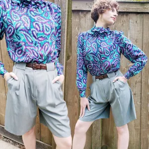 Vintage Max Mara Gray Dress Shorts / Designer High Waisted Shorts Pleated Fronts Tailored Structured Deadstock New Old Stock / M / Glenn