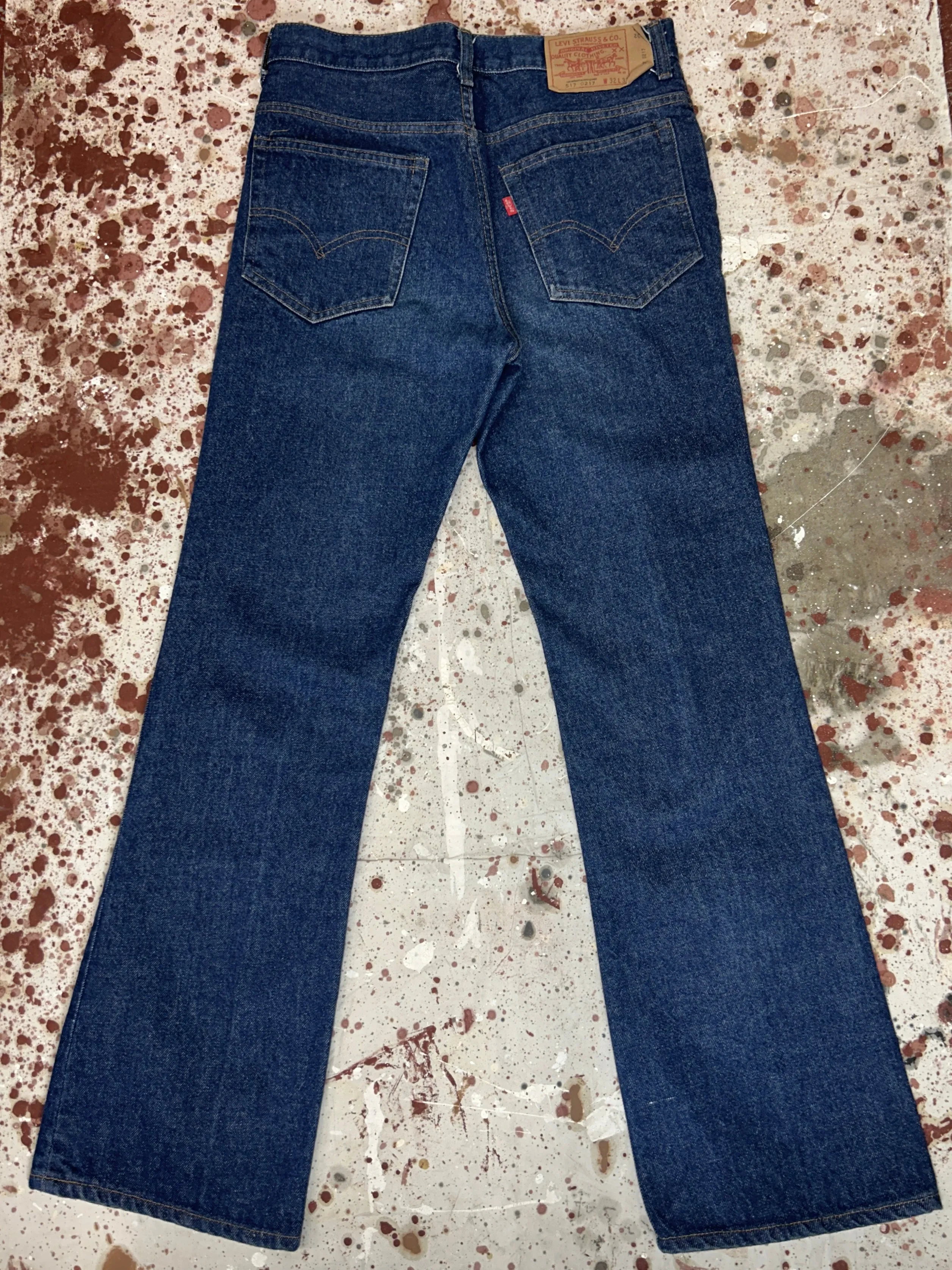Vintage USA Made Levi 517 Transitional Talon 42 Zip One-Wash Denim Jeans (JYJ0424-170)