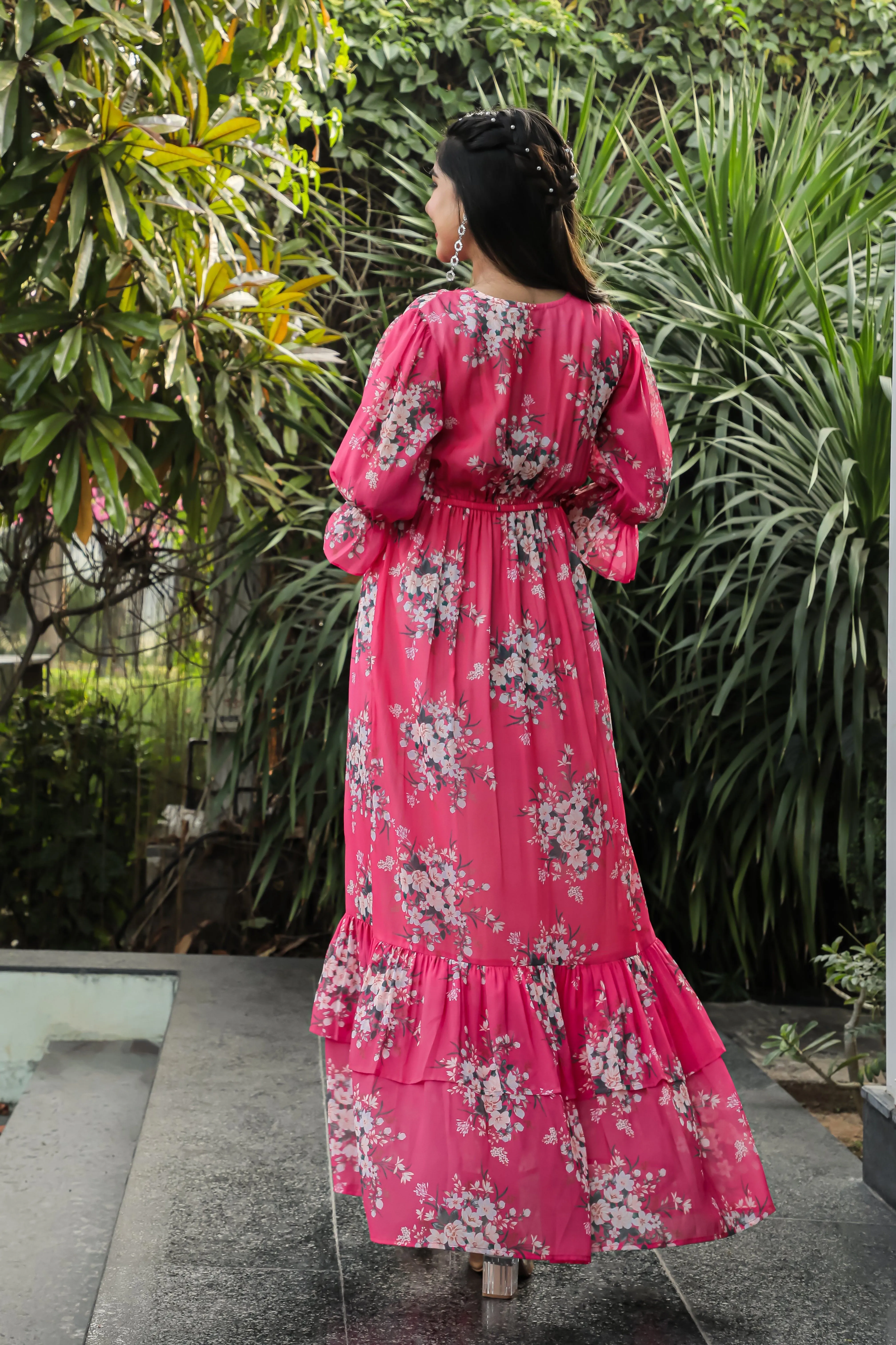 Warm Pink Floral Maxi Dress