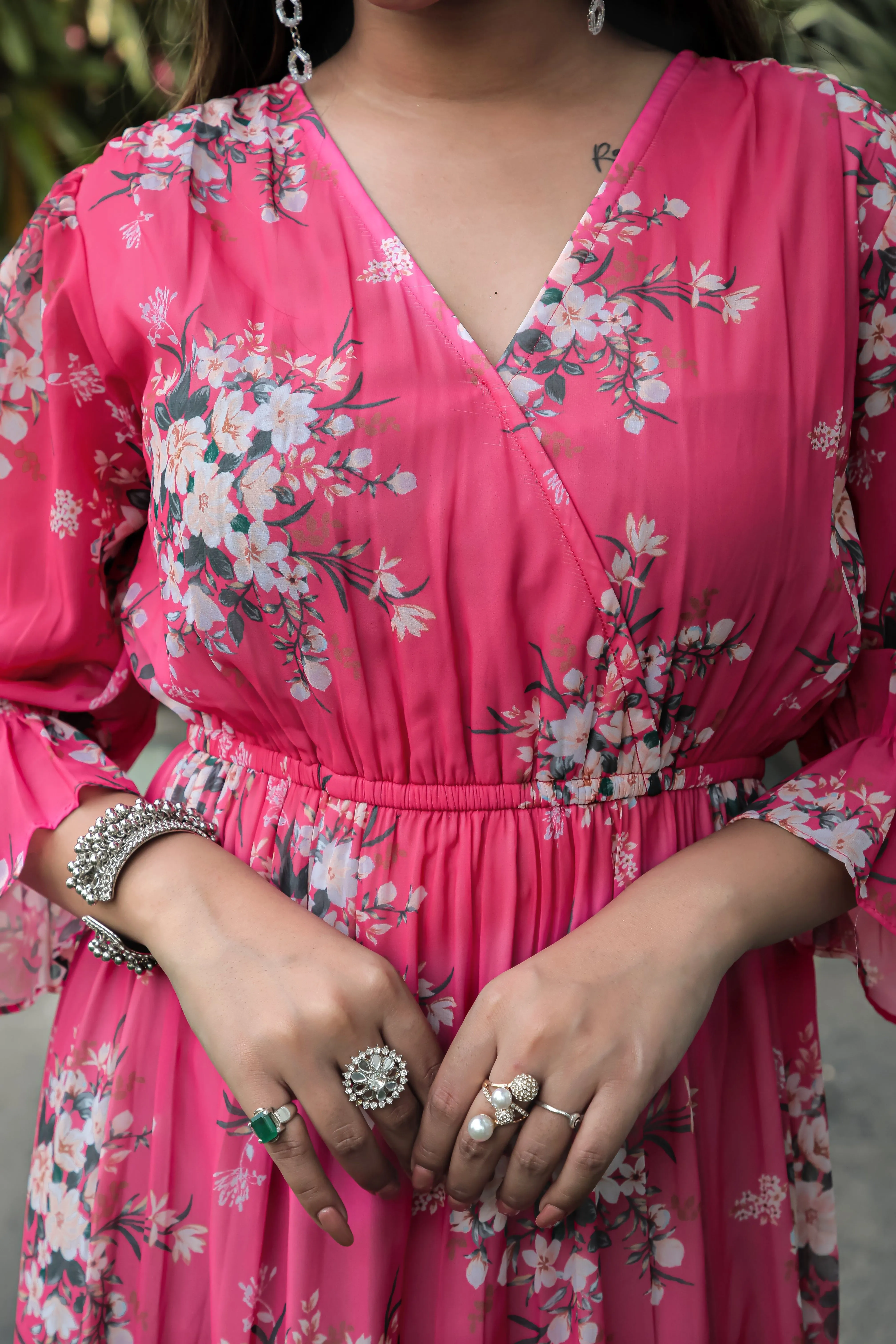 Warm Pink Floral Maxi Dress