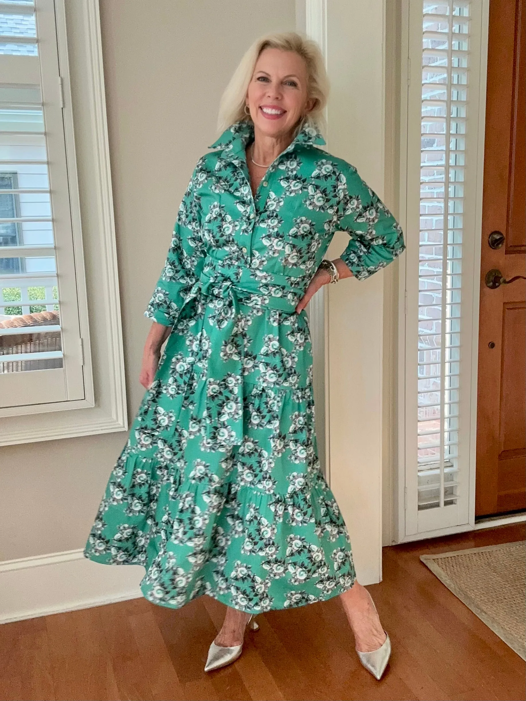 Waverly Tiered in Smoky Navy on Vermillion Camellia