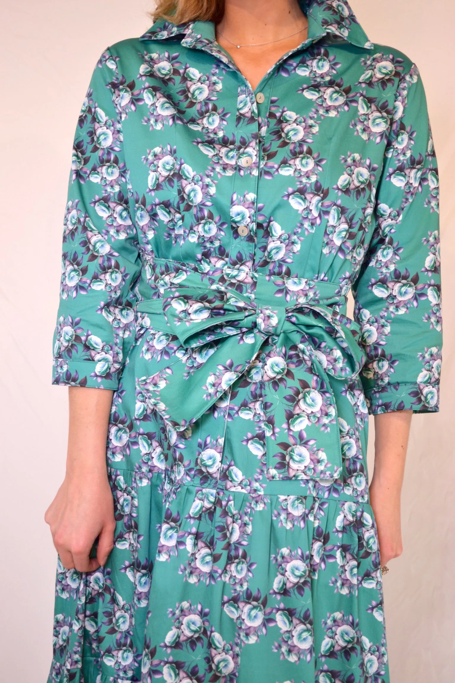 Waverly Tiered in Smoky Navy on Vermillion Camellia