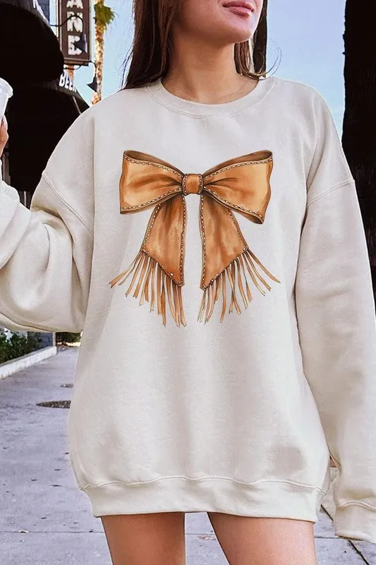 Western Cowgirl Bow Graphic Sweatshirt