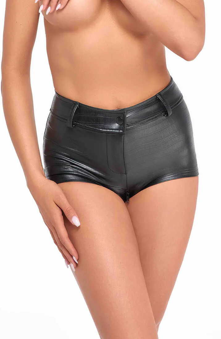 Wet look X Crocodile Mini Short - I'm THAT Girl