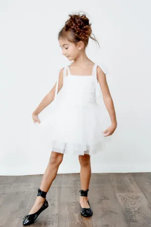 White Pearl Tulle Ballerina Dress